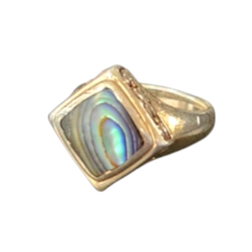 Vintage CFJ Signed Sterling Abalone Ring. - Picture 7 of 9